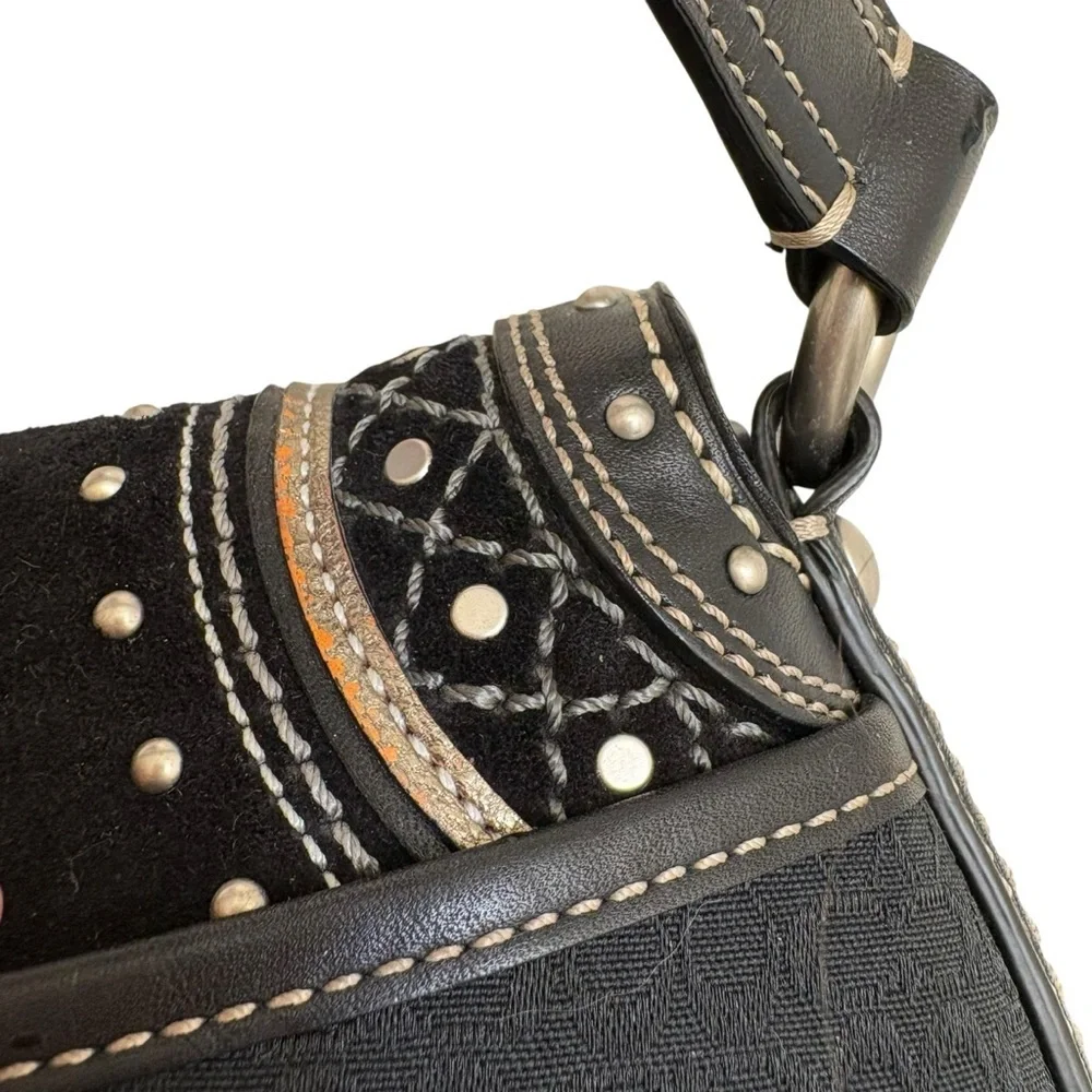 Coach signature black leather suede soho hobo bag vintage Y2K rare